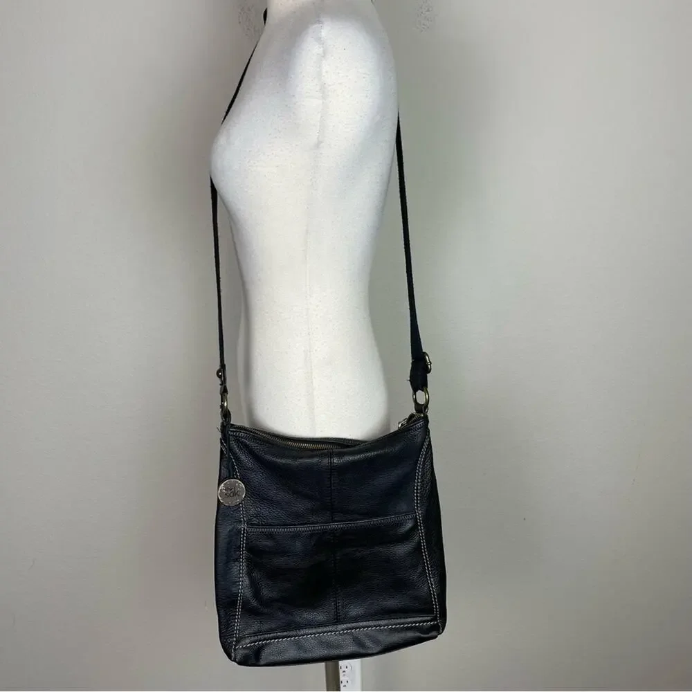 The Sak Black Leather Crossbody Bag OS
